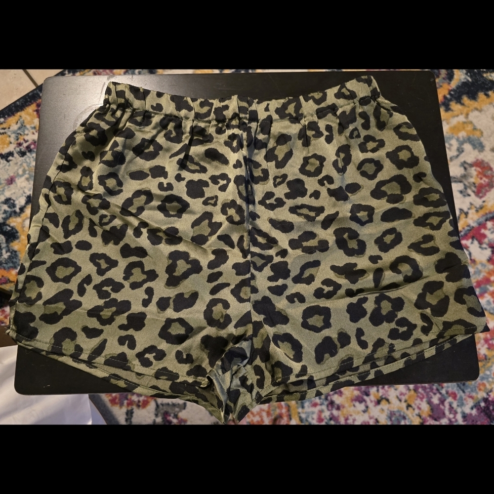 Forever 21 Black and Green Leopard Pajama Shorts